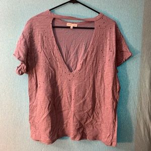 Gilded Intent distressed V neck